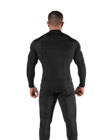 Side Waffle Pattern Long T-Shirt - Black