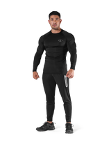 Side Waffle Pattern Long T-Shirt - Black