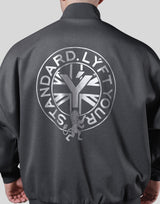 Back Emblem Oversize Track Jacket - D.Grey