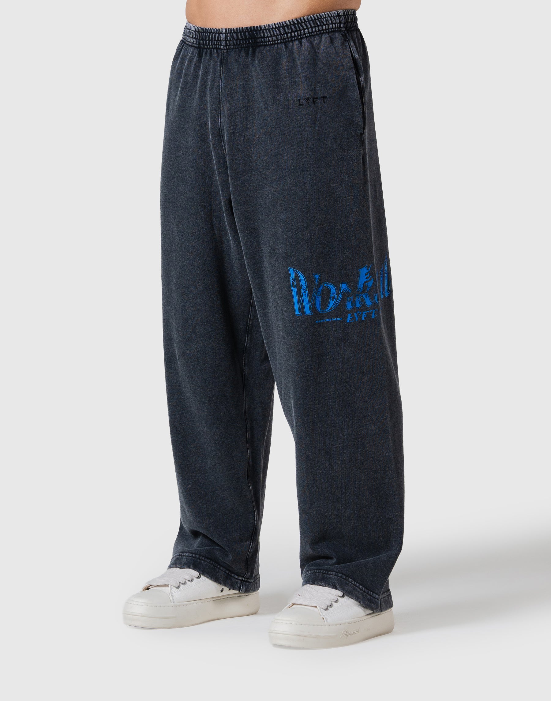 Work Out Graphic Vintage Wide Sweat Pants - Black – LÝFT