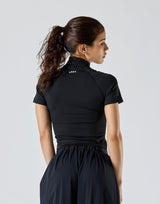 Cropped Slim Fit Short Sleeve Jacket - Black