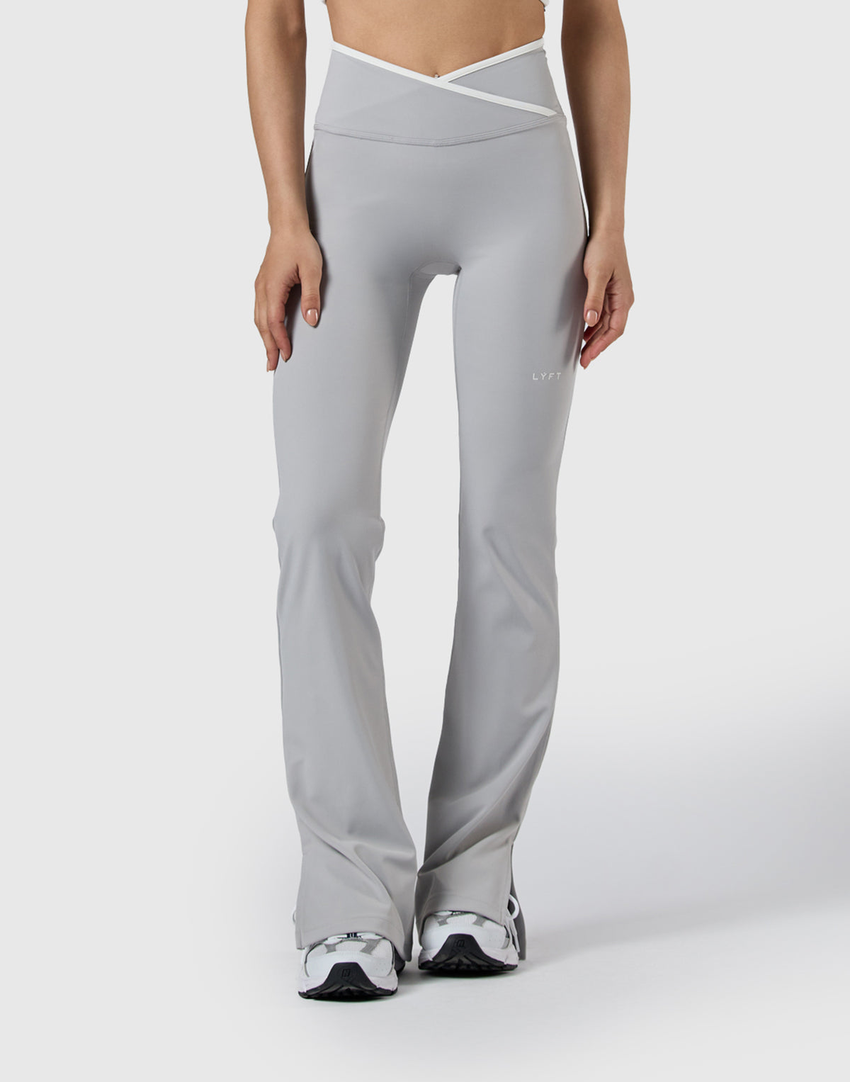Wrap Over Flare Leggings - Grey
