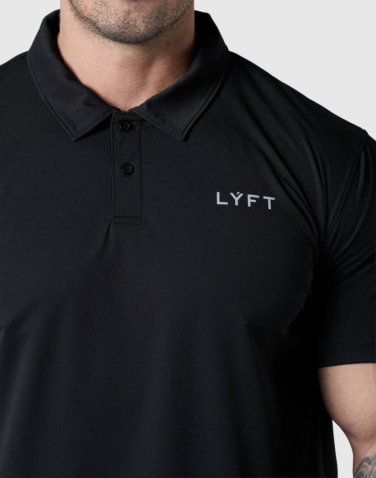LÝFT Nylon Polo Shirt - Black