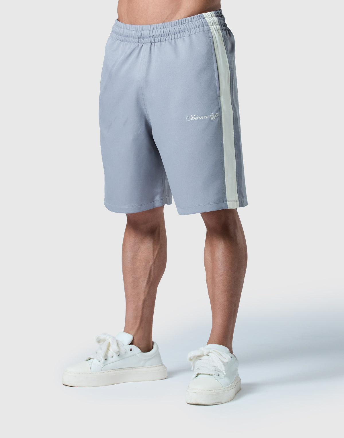 Script Logo Side Line Shorts - Grey