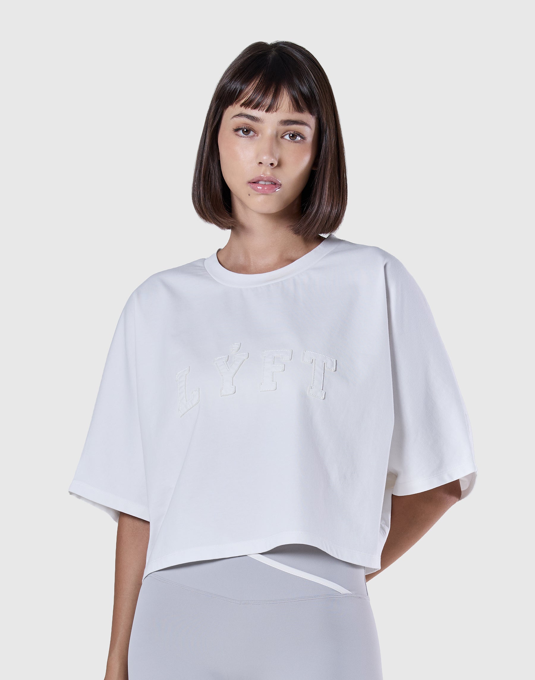 Dolman sleeve cinch-hem T-shirt - White – LÝFT
