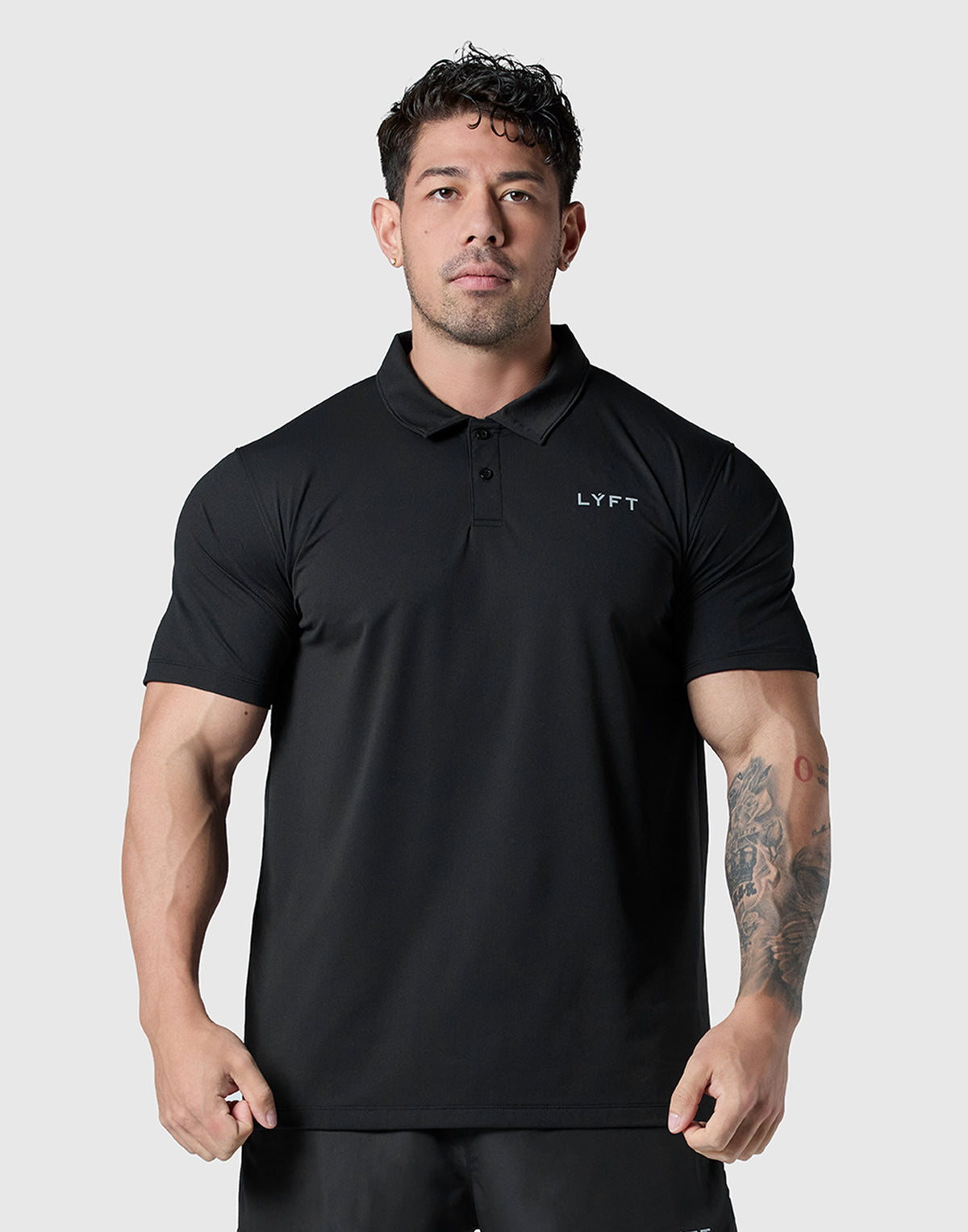 LÝFT Nylon Polo Shirt - Black