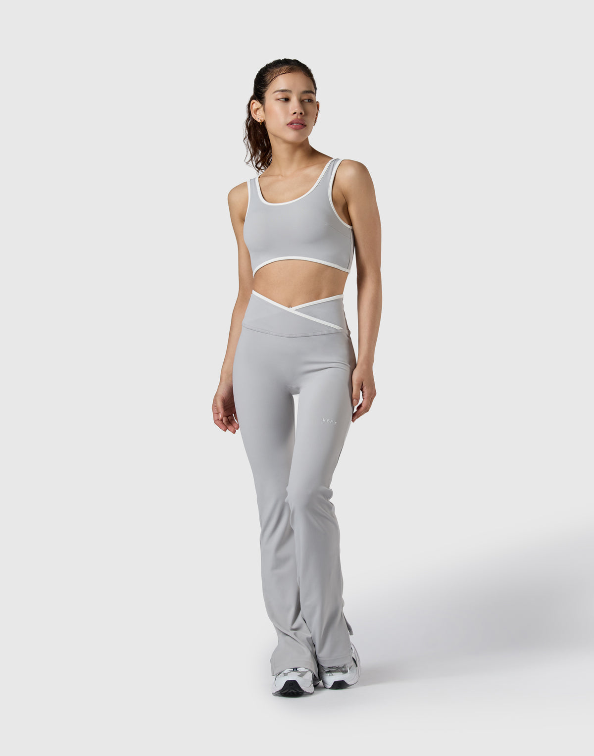Wrap Over Flare Leggings - Grey