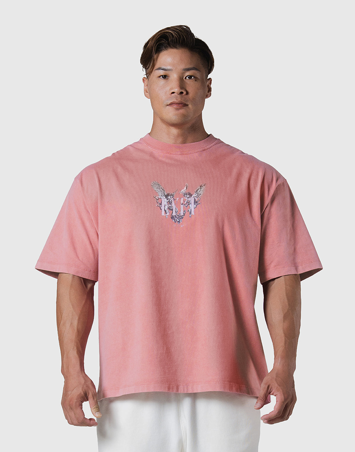 Angel Graphic Vintage Big T-Shirt - Pink