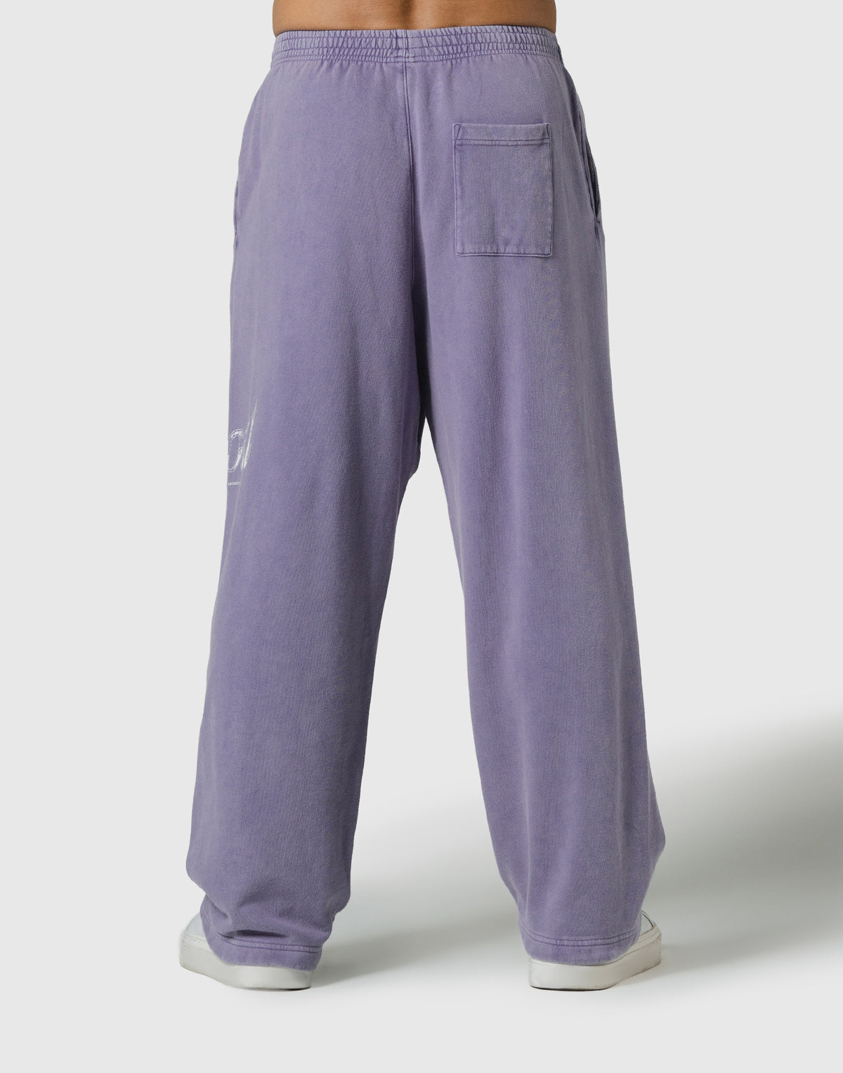 Work Out Graphic Vintage Wide Sweat Pants - Purple