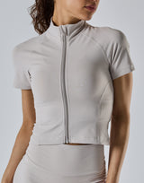 Cropped Slim Fit Short Sleeve Jacket - Ivory