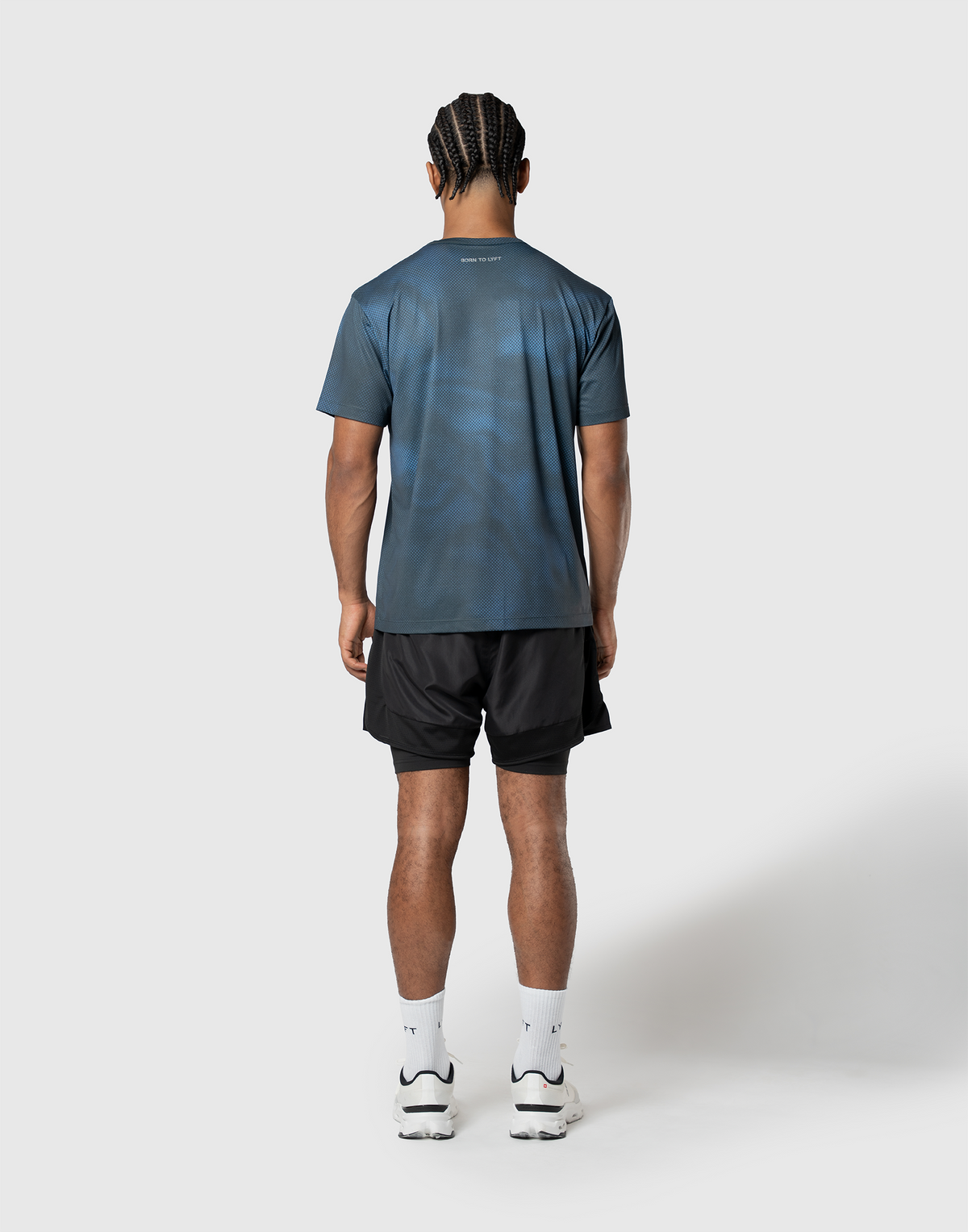 LÝFT Allover Print Standard Stretch T-Shirt - Navy