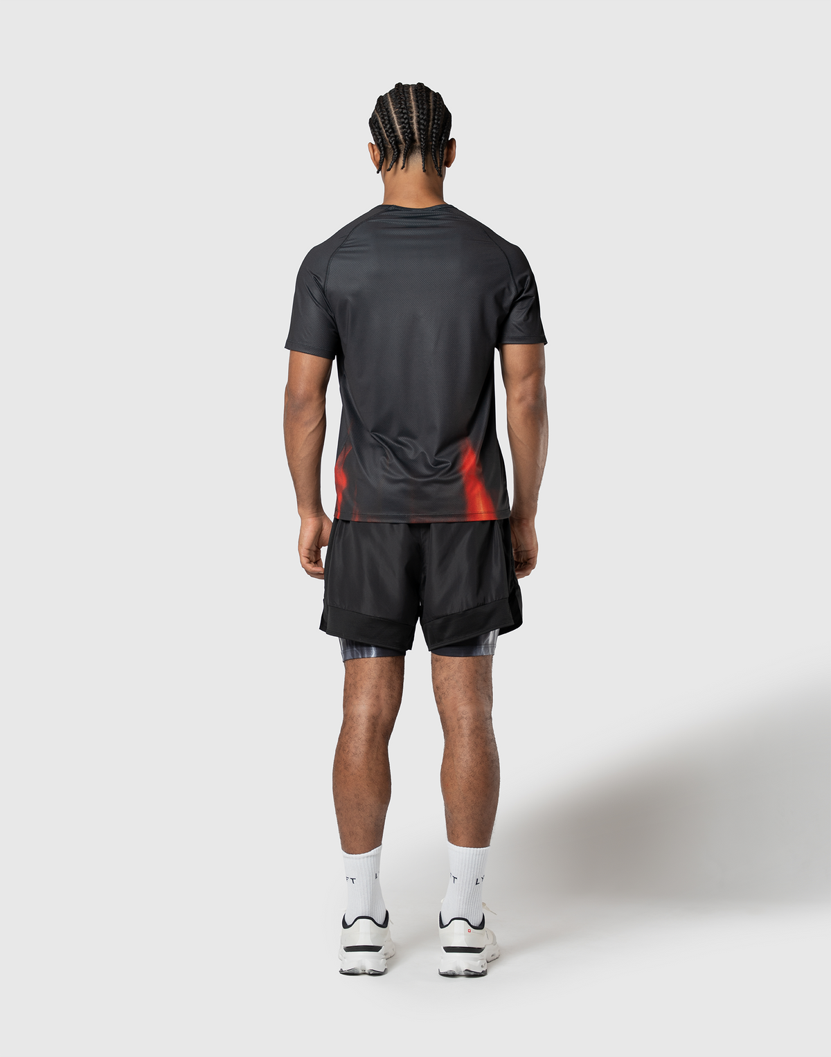 Fire Print Slim Fit Stretch T-Shirt - Black Special