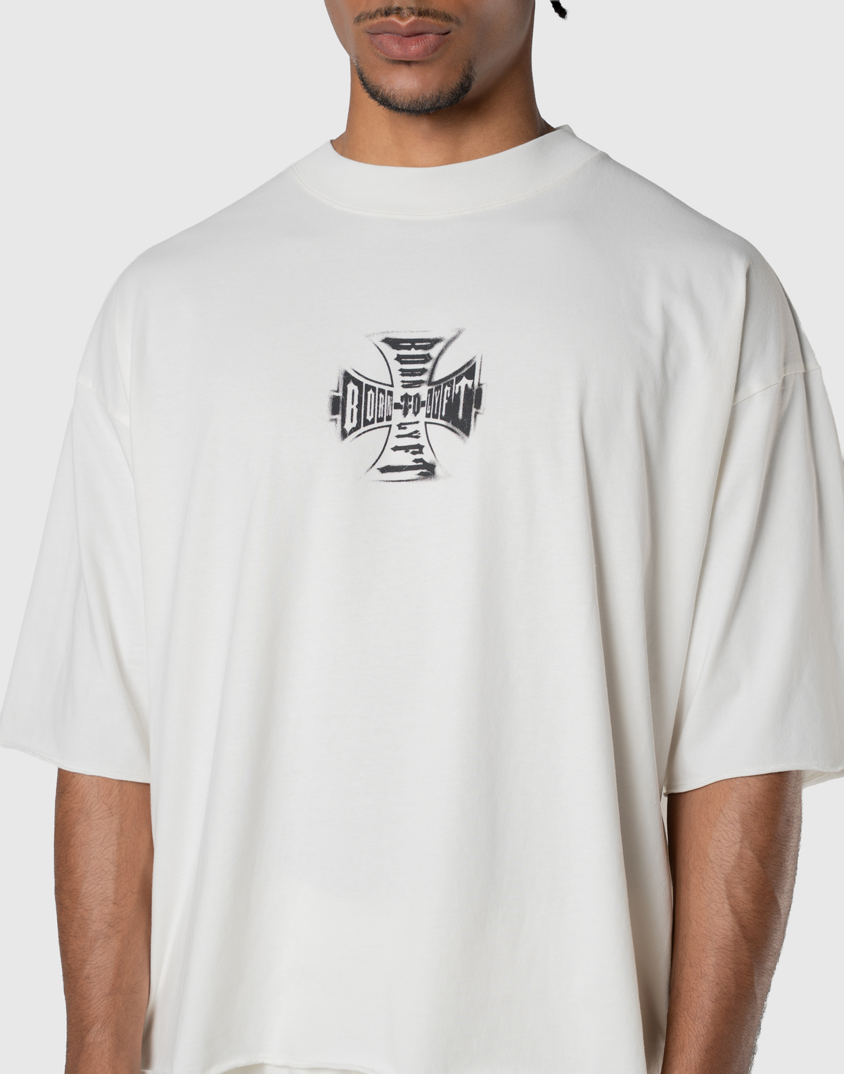Iron Cross Logo Vintage Big T-Shirt - Ivory