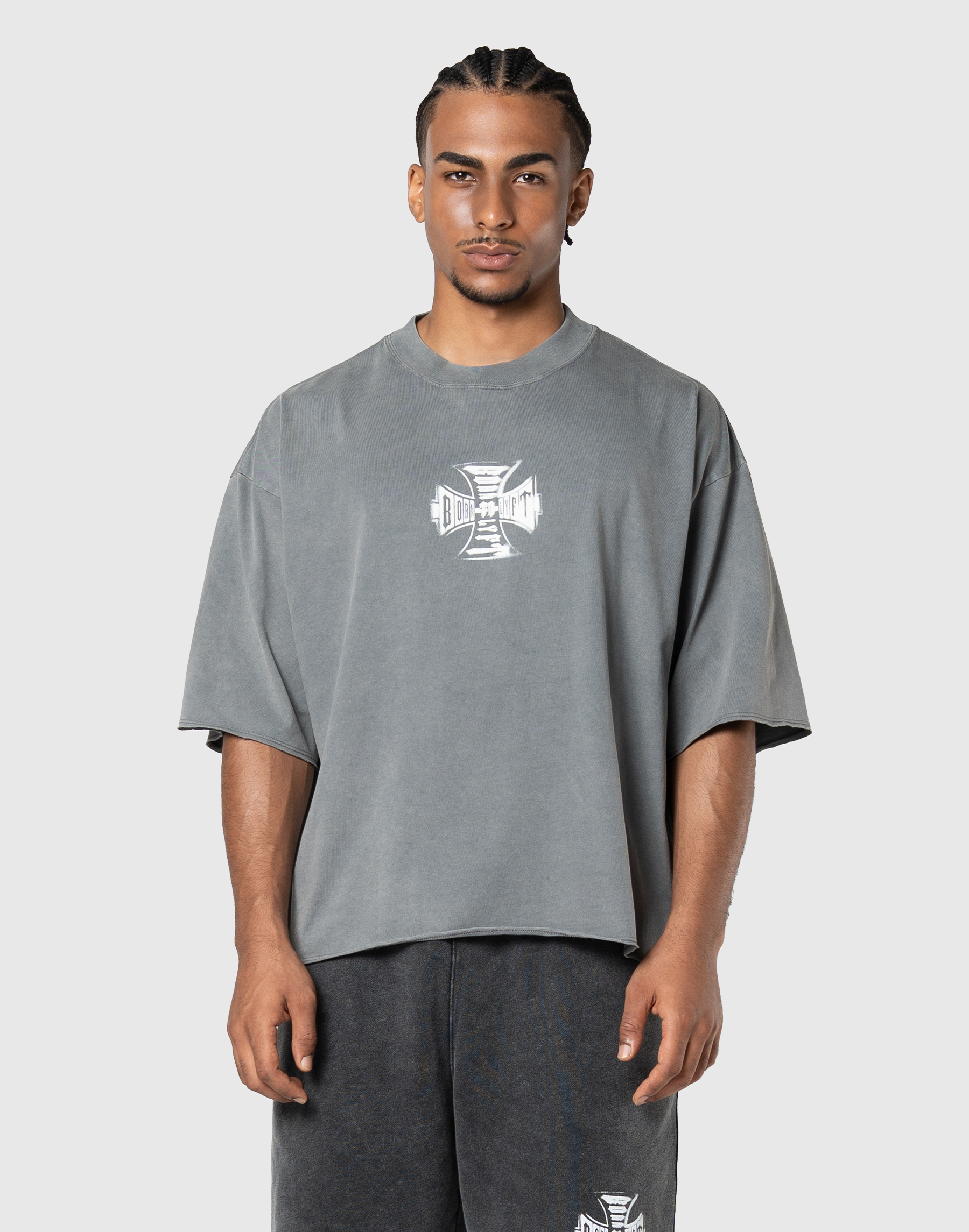 Iron Cross Logo Vintage Big T-Shirt - D.Grey – LÝFT
