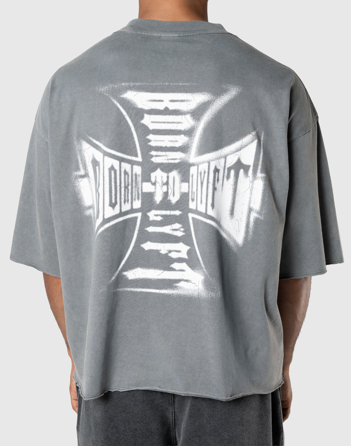 Iron Cross Logo Vintage Big T-Shirt - D.Grey