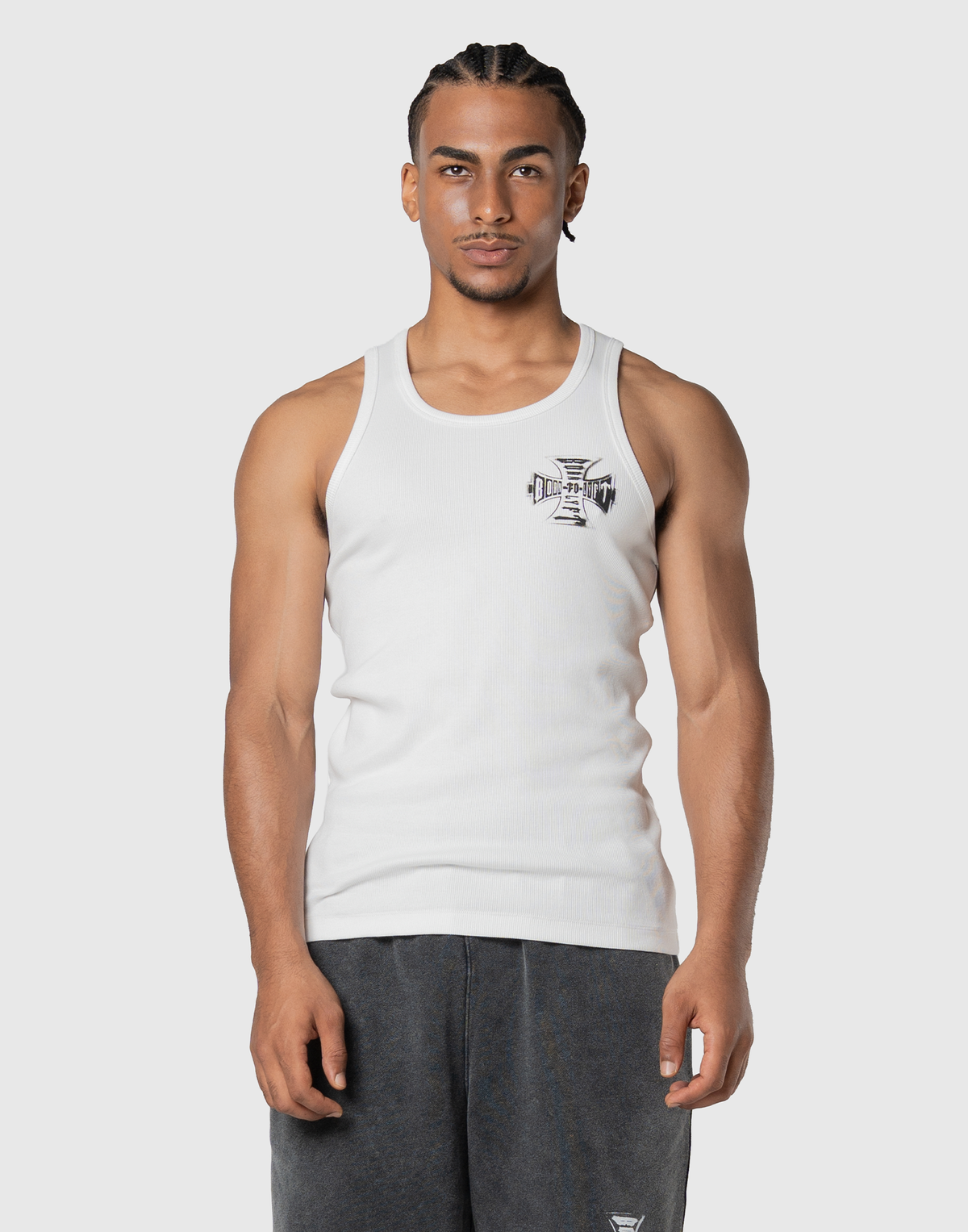 Iron Cross Logo Rib Tanktop - White