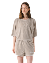 Batwing Sleeve Pile T-Shirt - Beige