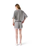 Batwing Sleeve Pile T-Shirt - Grey