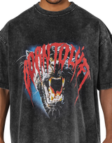 Panther Graphic Vintage Big T-Shirt - Black