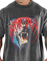 Panther Graphic Vintage Big T-Shirt - D.Grey