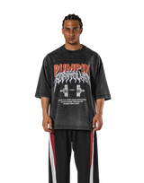 Dumbbells Graphic Vintage Extra Big T-Shirt - Black