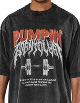 Dumbbells Graphic Vintage Extra Big T-Shirt - Black