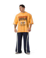 Dumbbells Graphic Vintage Extra Big T-Shirt - Yellow