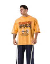 Dumbbells Graphic Vintage Extra Big T-Shirt - Yellow