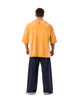 Dumbbells Graphic Vintage Extra Big T-Shirt - Yellow