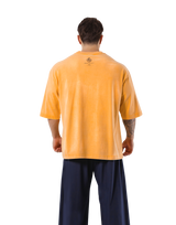 Dumbbells Graphic Vintage Extra Big T-Shirt - Yellow