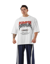 Dumbbells Graphic Vintage Extra Big T-Shirt - Ivory