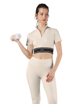 Half Zip Nylon T-Shirt - Ivory