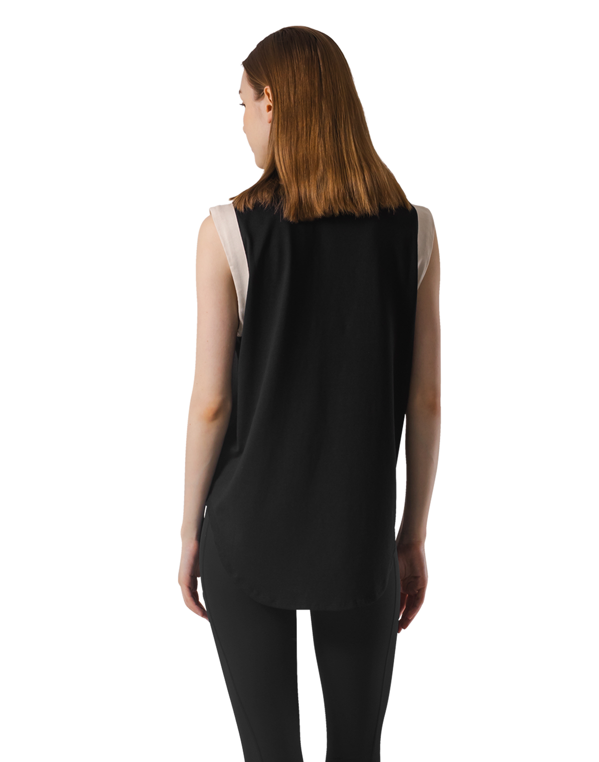 Bicolor Knit Patch Tanktop - Black