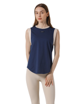Bicolor Knit Patch Tanktop - Navy