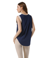 Bicolor Knit Patch Tanktop - Navy