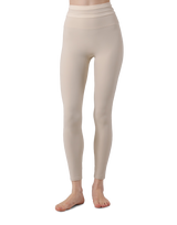Waist Border Pattern Leggings - Beige