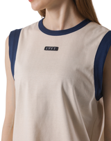 Bicolor Knit Patch Tanktop - Ivory