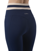 Waist Border Pattern Leggings - Navy