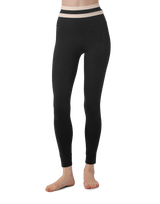 Waist Border Pattern Leggings - Black
