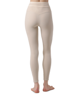 Waist Border Pattern Leggings - Beige