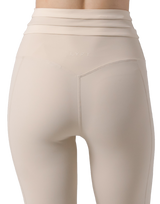 Waist Border Pattern Leggings - Beige