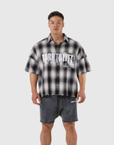 Oversize Cut-Off Check Shirt - Black