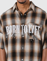 Oversize Cut-Off Check Shirt - Brown