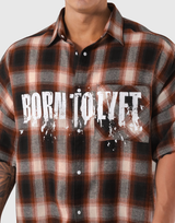 Oversize Cut-Off Check Shirt - Red