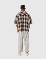 Oversize Cut-Off Check Shirt - Brown