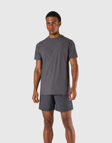 Back Mesh Stretch Slim T-Shirt - D.Gray