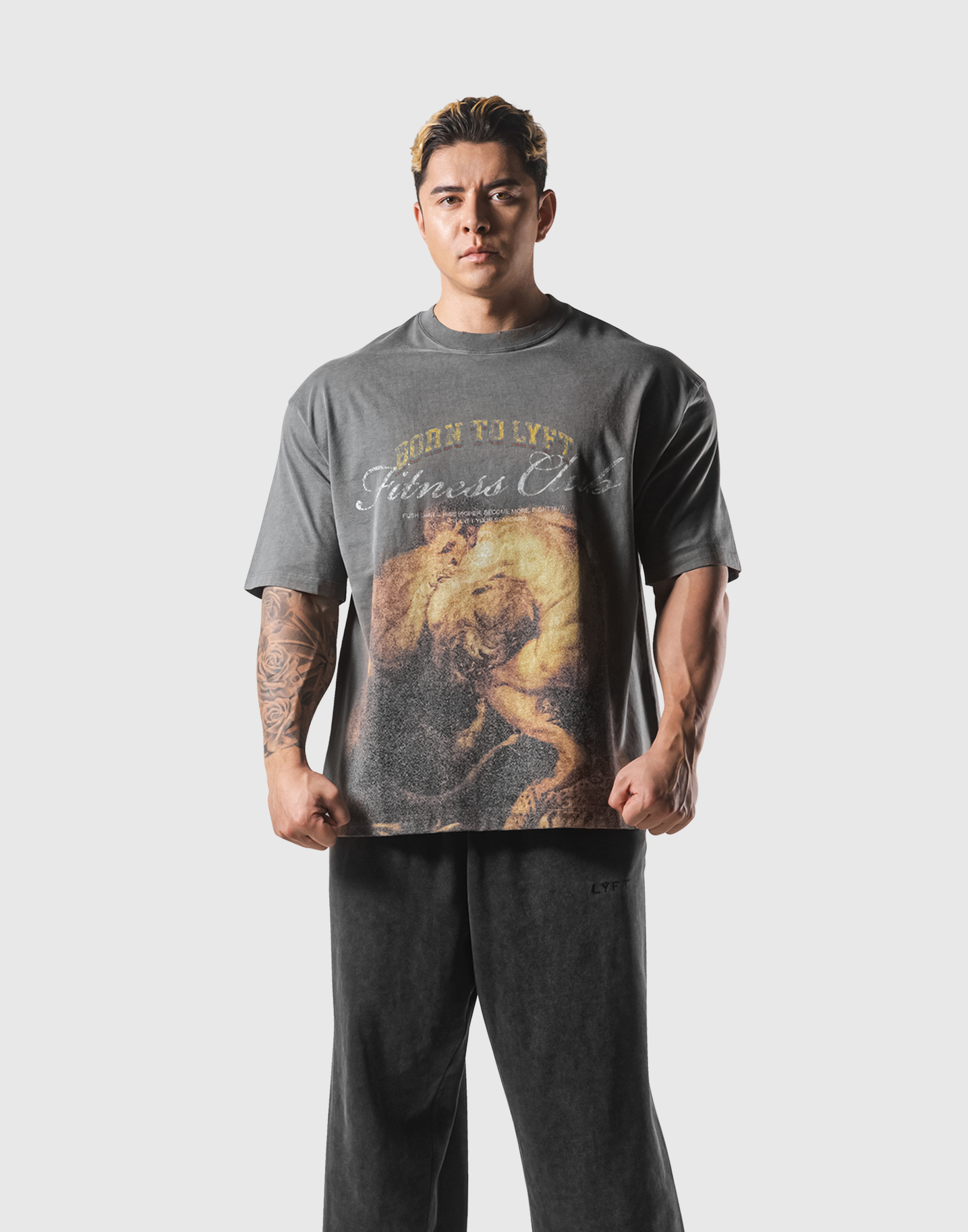 Herculean Graphic Vintage Big T-Shirt - D.Grey – LÝFT Herculean Graphic Vintage Big T-Shirt - D.Grey – LÝFT