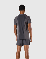 Back Mesh Stretch Slim T-Shirt - D.Gray
