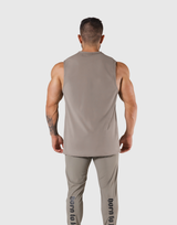 Stretch Waffle Nylon Loose Fit Tanktop - Beige