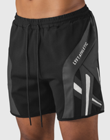 Multi Pattern Side Mesh Shorts - Black